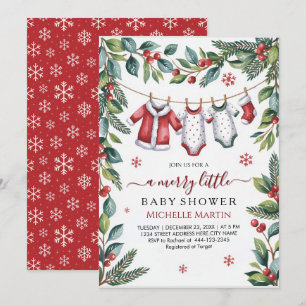 Convite Roupas de Bebê Santa Baby Roupa de Natal Shower de