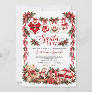 Convite Roupas de Bebê Santa Baby Shower