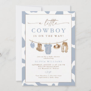 Convite Roupas de Cowboy Azul Empoeirado para Churrasqueir