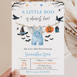 Convite Roupas de Halloween Pequeno Boo Chá de Bebê