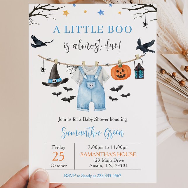 Convite Roupas de Halloween Pequeno Boo Chá de Bebê (Criador carregado)