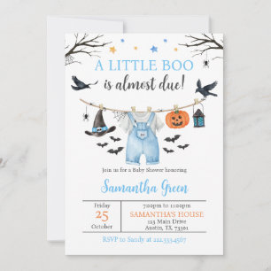 Convite Roupas de Menino para Halloween Little Boo Chá de
