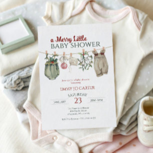 Convite Roupas de Natal para Baby Shower de Uma Menina Fel