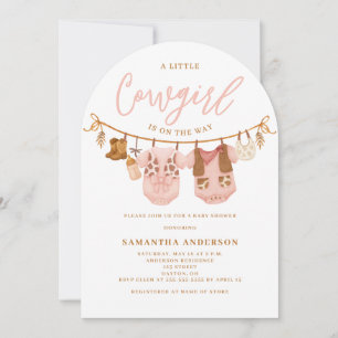 Convite Roupas de Pequena Vaqueira Baby Shower
