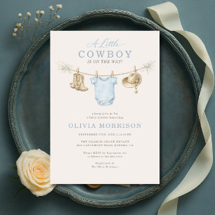 Convite Roupas de Pequeno Cowboy Baby Shower