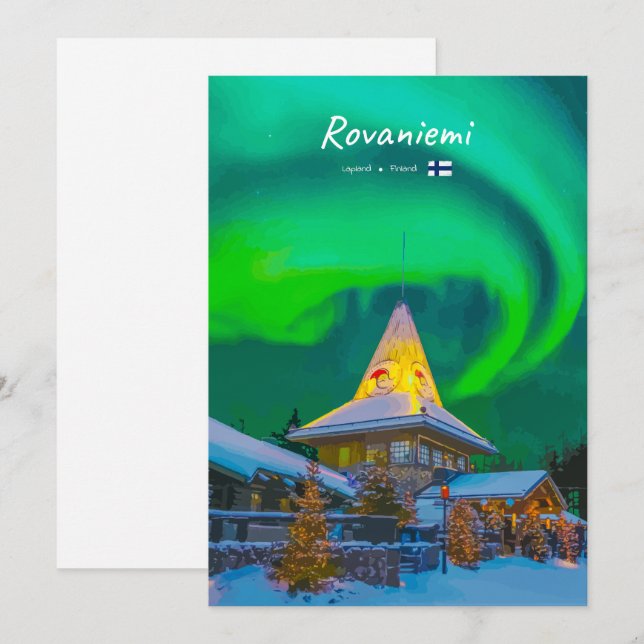 Convite Rovaniemi, Finlândia - Magia Aurora  (Frente/Verso)