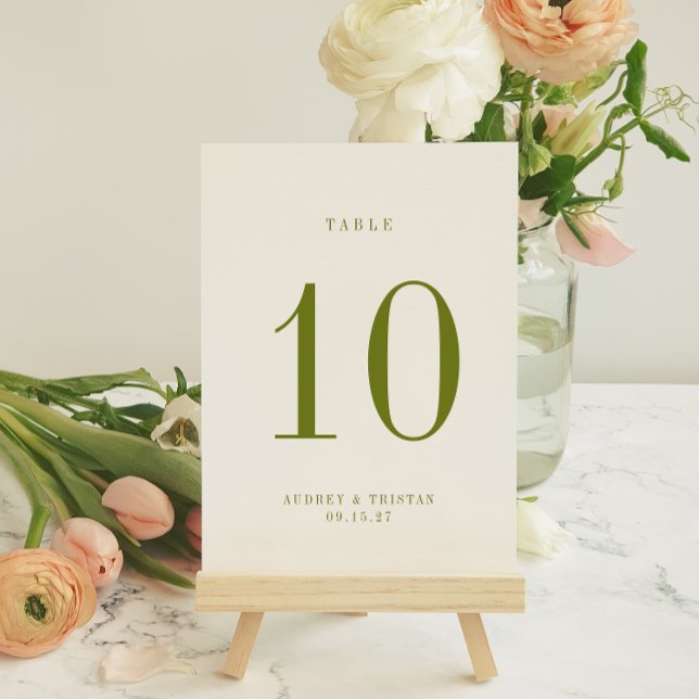 Convite ROWAN Green Wedding Table Number Card (Criador carregado)