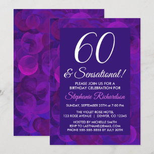 Convite Roxo 60 Elegante e Festa de aniversário sensaciona
