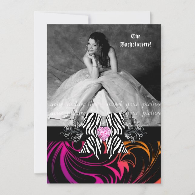 Convite Roxo alaranjado da foto da festa de solteira do (Frente)