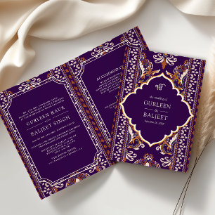 Convite Roxo Amarelo Ikat All in One Casamento Sikh