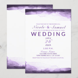 Convite Roxo Ámbar Ameixa Aquarela Casamento Moderno