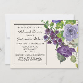 Convite Roxo Ameixa Floral Aquarela Marfim Ensaios
