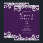 Convite Roxo Ameixa & Renda Dourada Festa Elegante Doce 16<br><div class="desc">Personalize para qualquer evento</div>