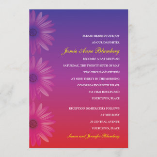 Convite Roxo ao bastão vermelho Mitzvah da margarida de