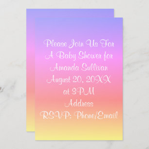 Convite Roxo azul 4Amand do rosa Pastel do chá de fraldas