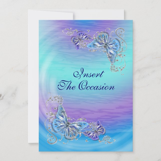 Convite Roxo azul aniversário noivado casamento (Frente)
