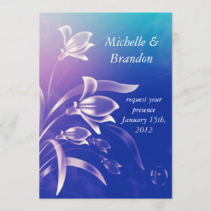 Convite roxo azul do casamento da flor