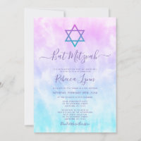 Roxo Azul Turquesa Bat Mitzvah Tie Dye