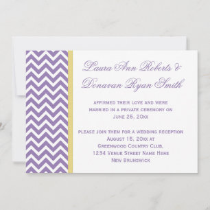Convite Roxo Branco Chevron Faixa Amarela Somente Recepção