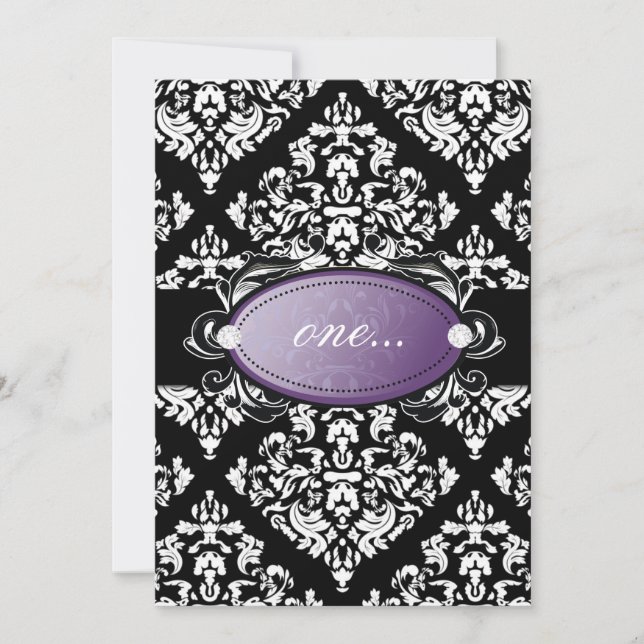 Convite Roxo branco Luxuriously preto do damasco 311 (Frente)