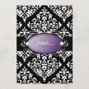 Convite Roxo branco Luxuriously preto do damasco 311