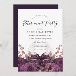 Convite Roxo Burgundy Floral Elegant Party