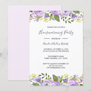 Convite Roxo Casa de Água Marinha Floral Elegante Presente