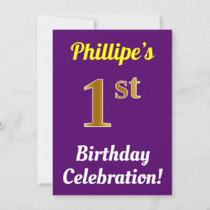 Convite Roxo, celebração Dourado do primeiro aniversario