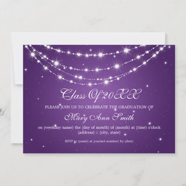 Convite Roxo Chain Sparkling da festa de formatura (Frente)