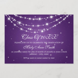 Convite Roxo Chain Sparkling da festa de formatura