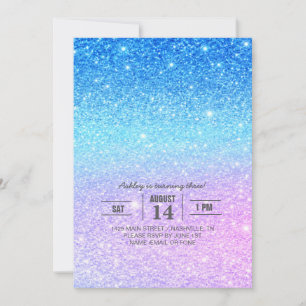 Convite Roxo Chic Degradê Azul Brilho Moderno