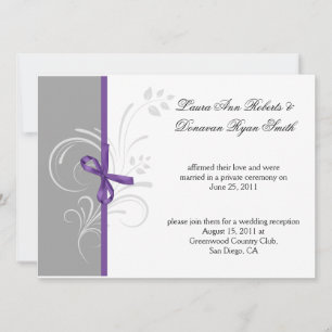 Convite Roxo Cinza Branco Floral Swirls Pós Casamento
