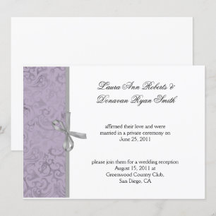Convite Roxo Claro Cinza Branco Damask Pós-Casamento
