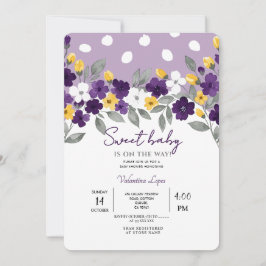 Convite Roxo | Colorido Chá de Bebê de Flores