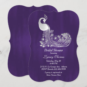 Convite Roxo com Chá de panela Pavão Branco