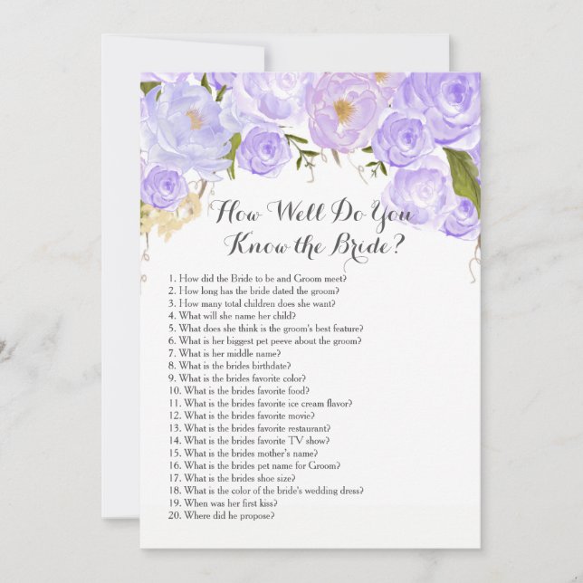 Convite roxo como bem você conhece a noiva? (Frente)