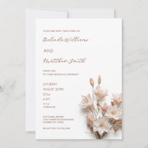 Convite Roxo Corado Branco Flores 3D