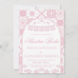 Convite Roxo Corado Talavera Papel Picado Casamento Espanh