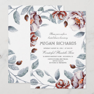 Convite Roxo da ameixa e chá de panela floral da beringel