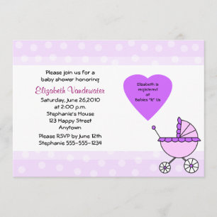 Convite roxo da carruagem do convite do chá de