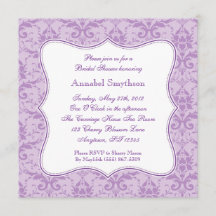 Convite roxo da elegância do damasco