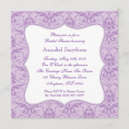 Convite roxo da elegância do damasco