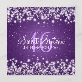 Convite Roxo da faísca do inverno do partido do doce