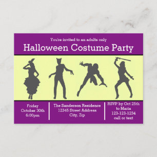 Convite Roxo da silhueta do traje - o partido 3x5 convida