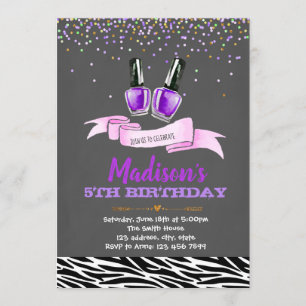 Convite roxo do aniversário do partido dos termas