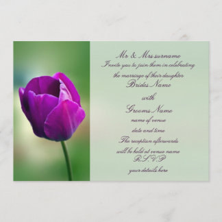 Convite roxo do casamento da tulipa