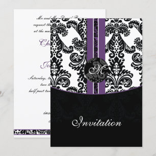 convite roxo do casamento do damasco