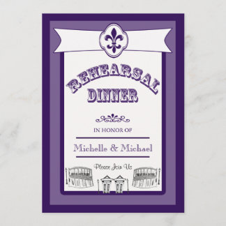 Convite Roxo do jantar de ensaio do casamento de Nova