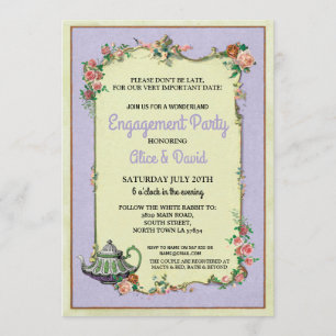 Convite Roxo do partido do casal do bule do noivado do