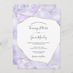Convite roxo & Dourado elegante do casamento de
